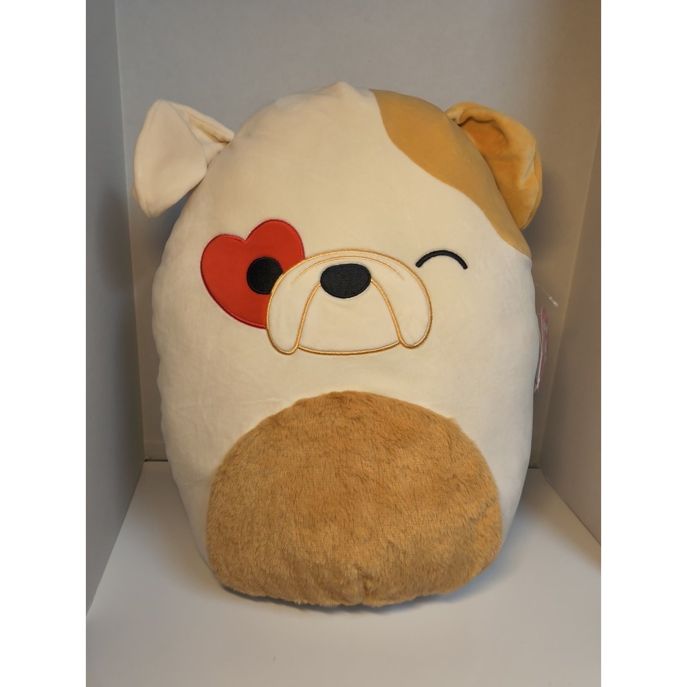 Squishmallows Brock the Bulldog 16" Valentine's Day Heart Eye Plush NWT Jazwares